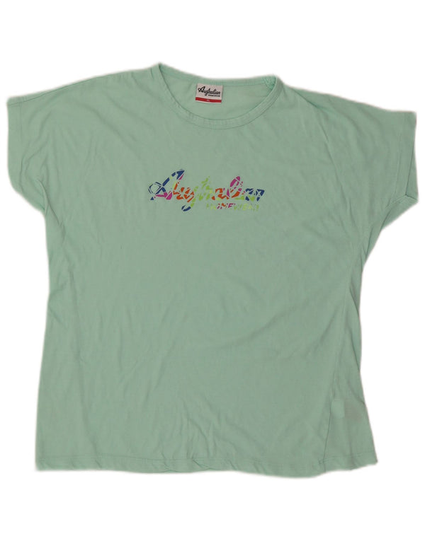 Camiseta feminina AUSTRALIAN L'ALPINA com estampa gráfica UK 18 XL algodão verde