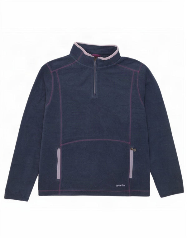 Suéter de lã feminino Weird Fish com zíper e pescoço Reino Unido 18 XL azul marinho poliéster