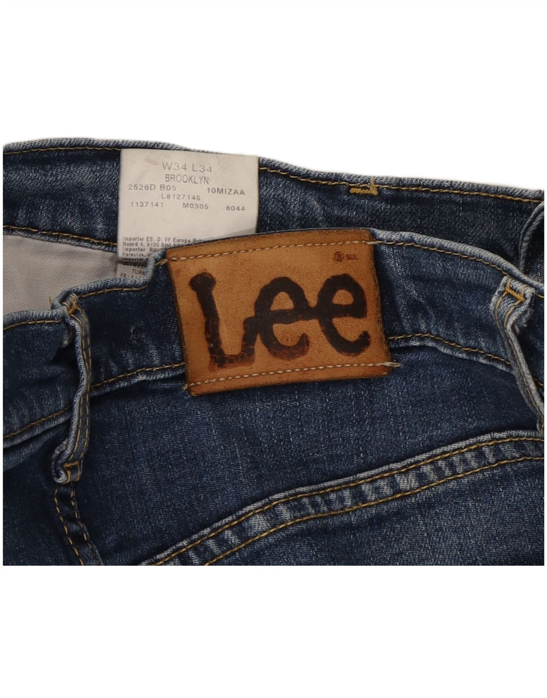 LEE Mens Brooklyn Straight Jeans W34 L29  Blue Cotton