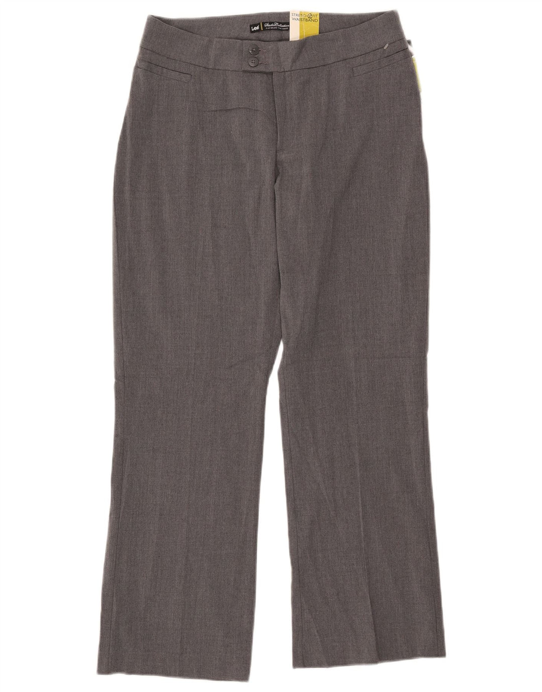 Calça feminina casual reta LEE US 10 grande W31 L28 poliéster cinza