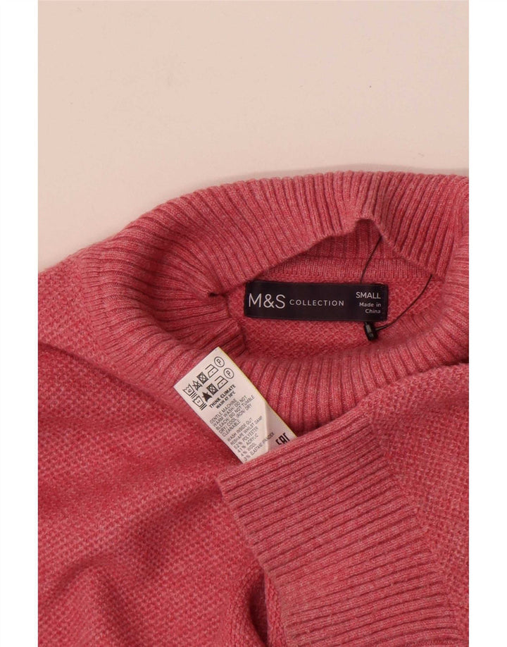 Suéter feminino Marks & Spencer com gola tartaruga Reino Unido 10 pequeno rosa