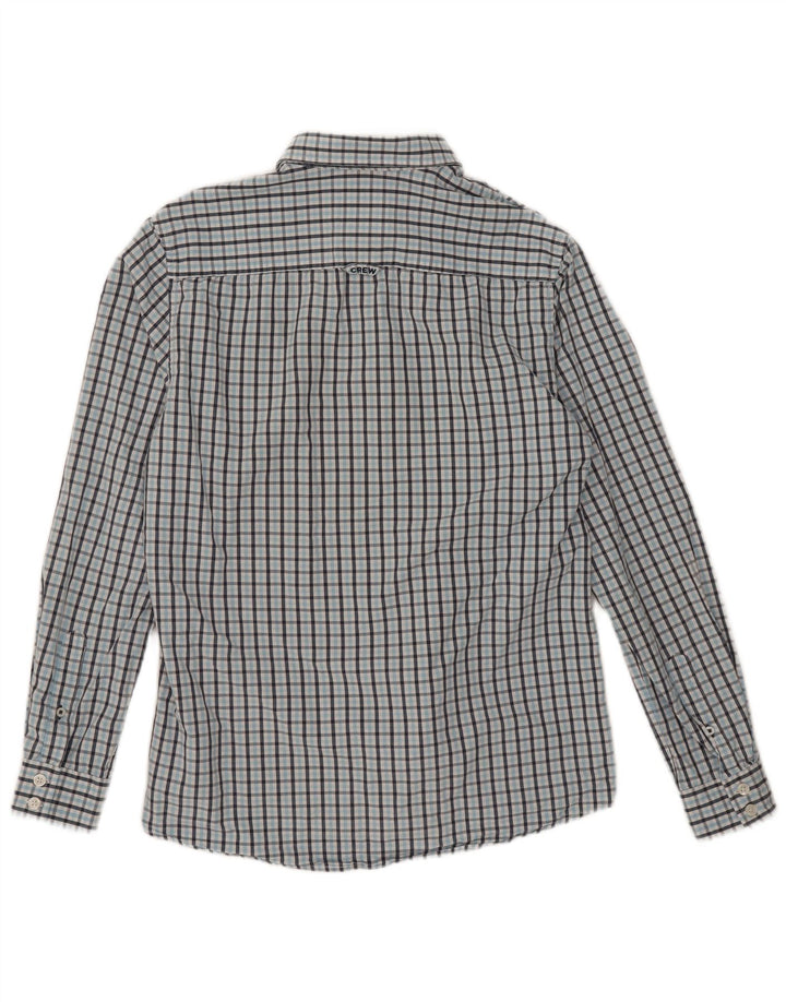 Camisa masculina Slim Fit Crew Clothing de algodão xadrez azul médio