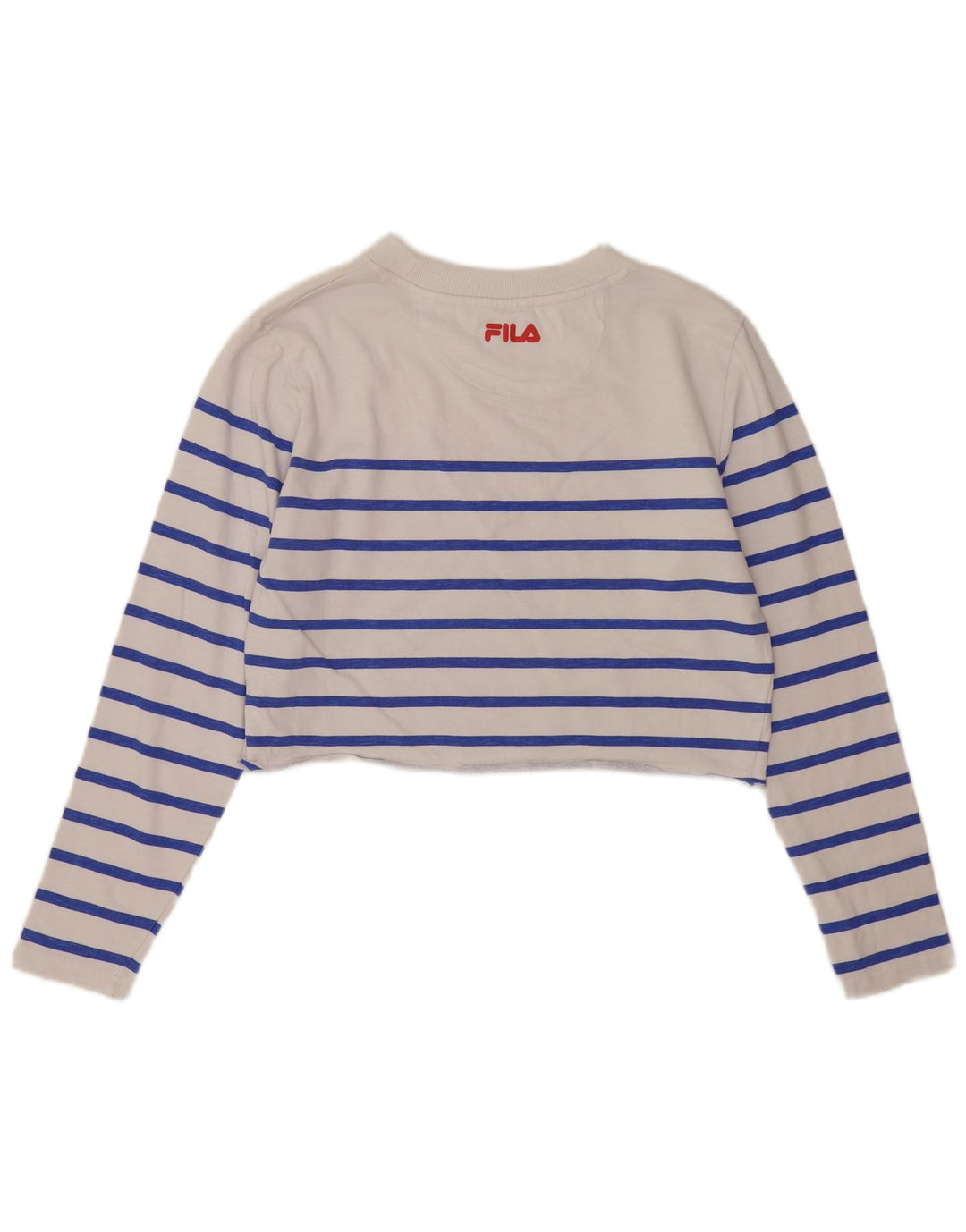Fila Womens Crop Graphic Top Manga Longa Reino Unido 14 Médio Listrado Branco
