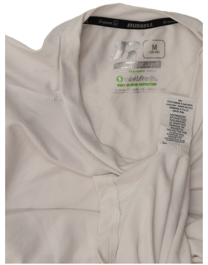 Top masculino RUSSELL ATLÉTICO manga longa UK 38/40 poliéster branco médio
