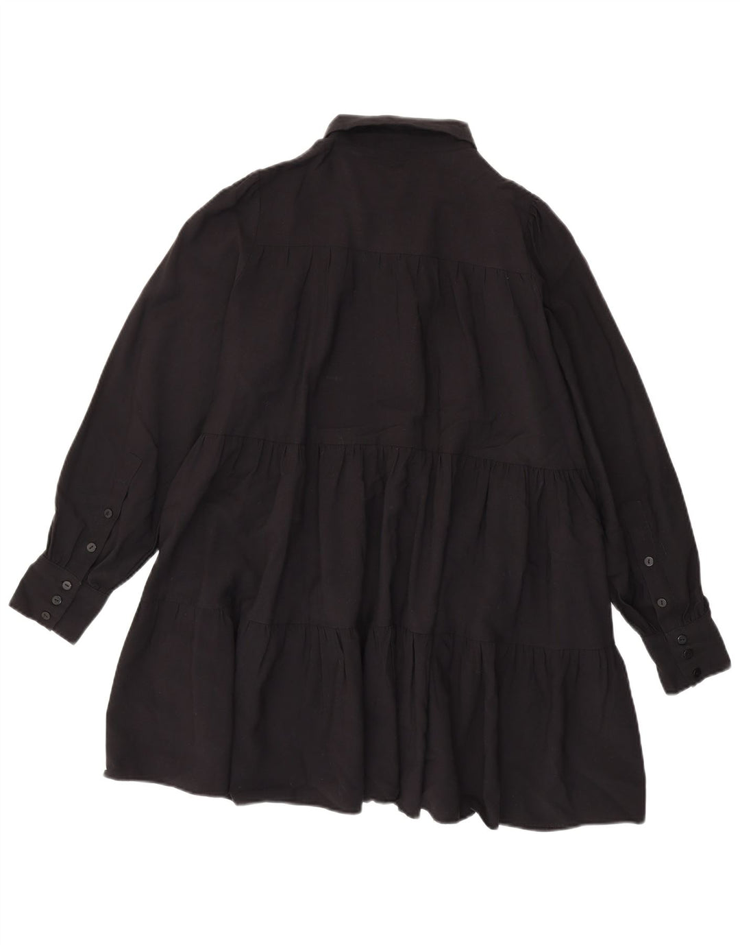 Zara Vestido feminino oversized em camadas Reino Unido 10 pequeno preto viscose