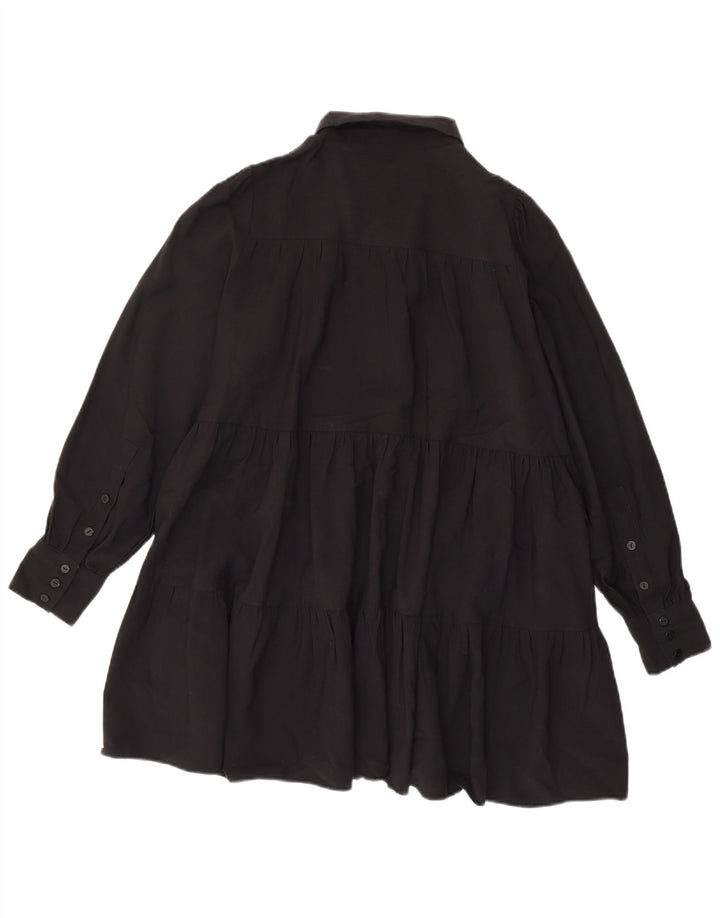 Zara Vestido feminino oversized em camadas Reino Unido 10 pequeno preto viscose