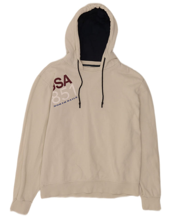 Suéter feminino com capuz gráfico North Sails UK 20 2XL algodão branco