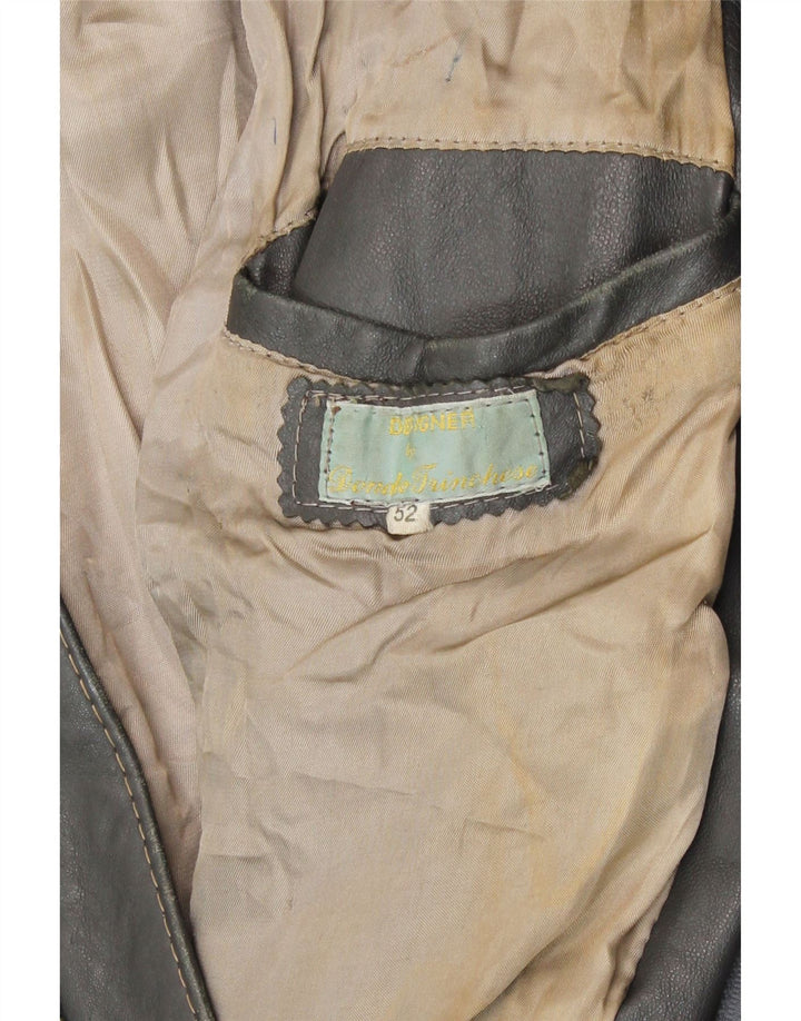 Jaqueta de couro masculina vintage IT 52 XL couro cinza