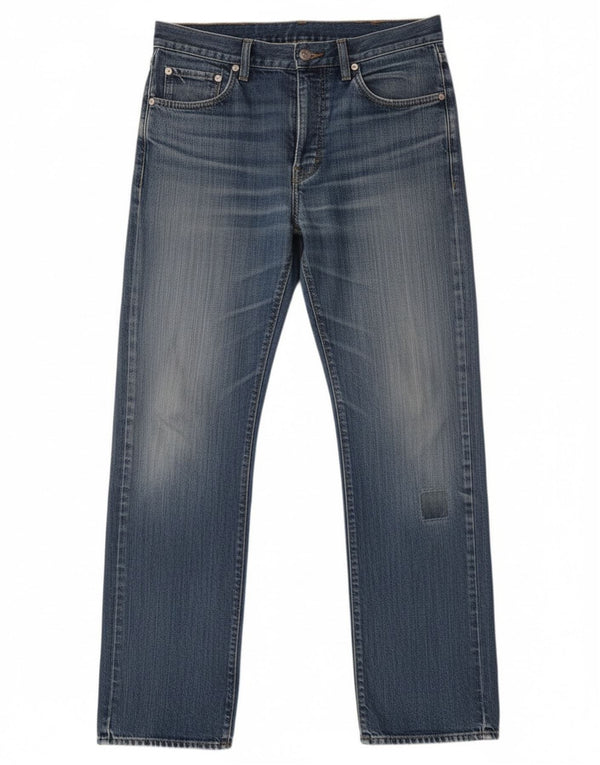Hugo Boss Mens Straight Jeans W33 L32 Azul Algodão