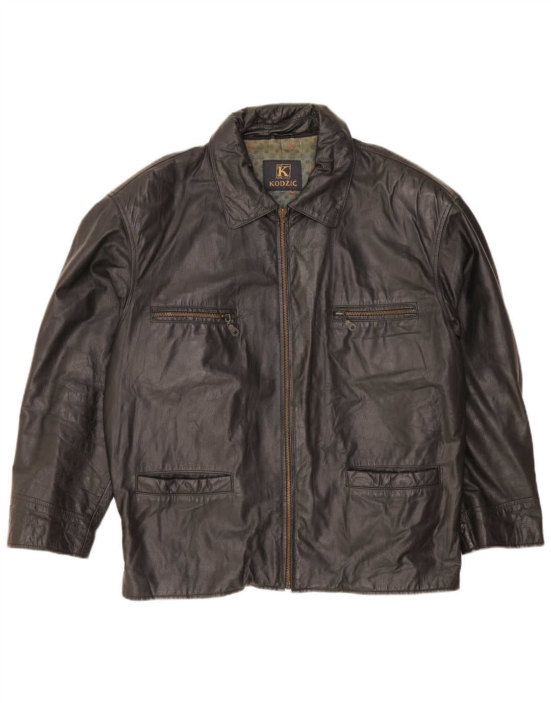 Jaqueta de couro masculina vintage UK 42 XL preta