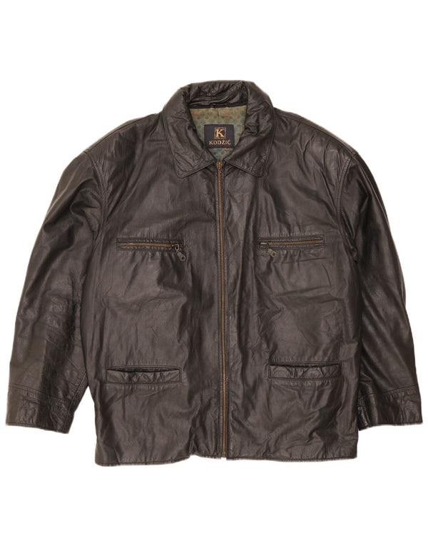 Jaqueta de couro masculina vintage UK 42 XL preta