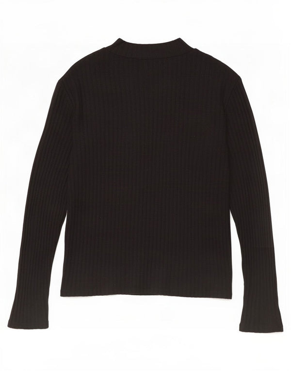 Top feminino Zara manga comprida UK 14 grande preto