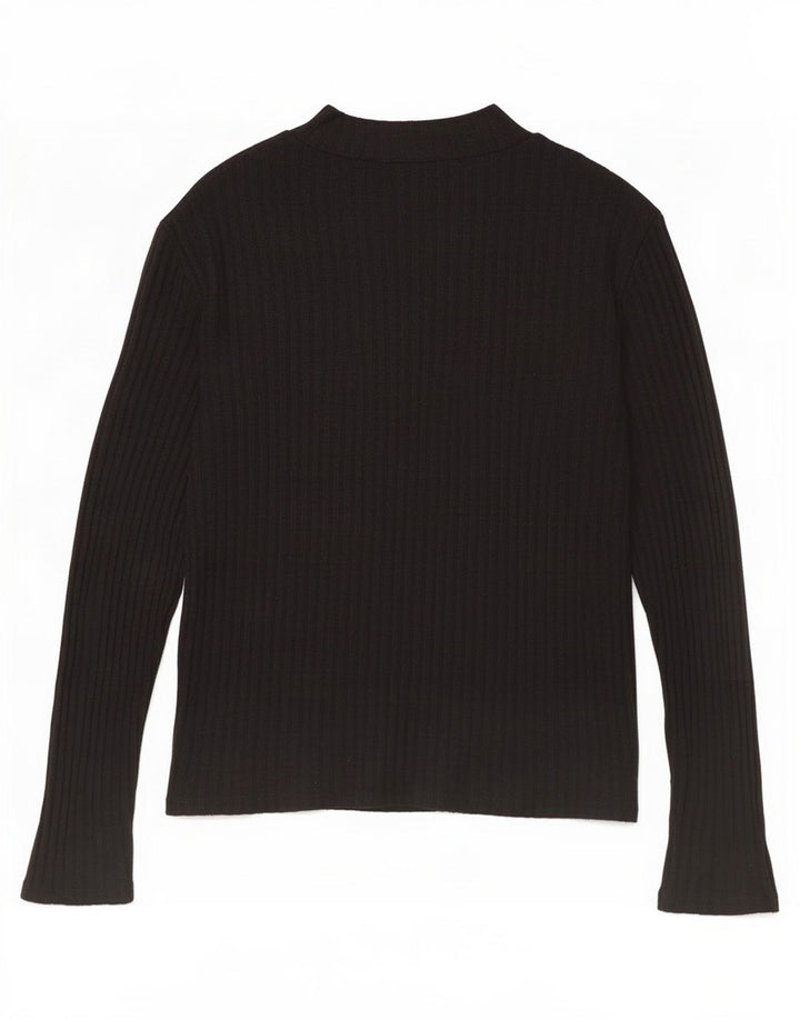 Top feminino Zara manga comprida UK 14 grande preto