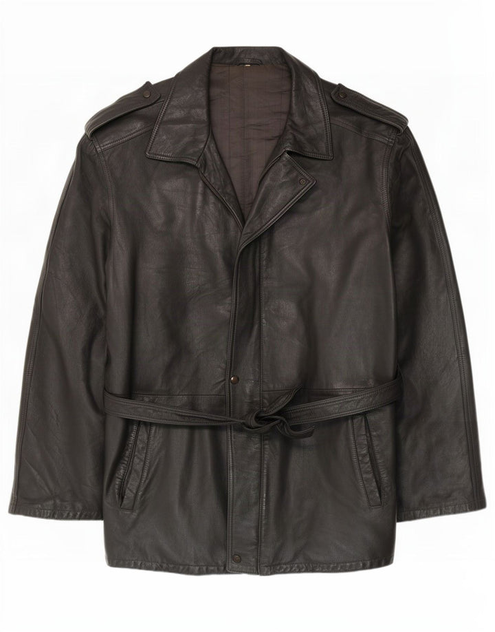 Jaqueta de couro masculina vintage UK 42 XL preta
