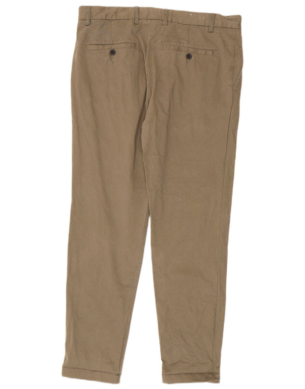 Zara Mens Slim Chino Calças EU 44 Grande W34 L30 Algodão Bege
