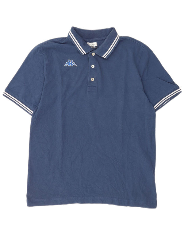 Camisa polo masculina Kappa listrada azul média