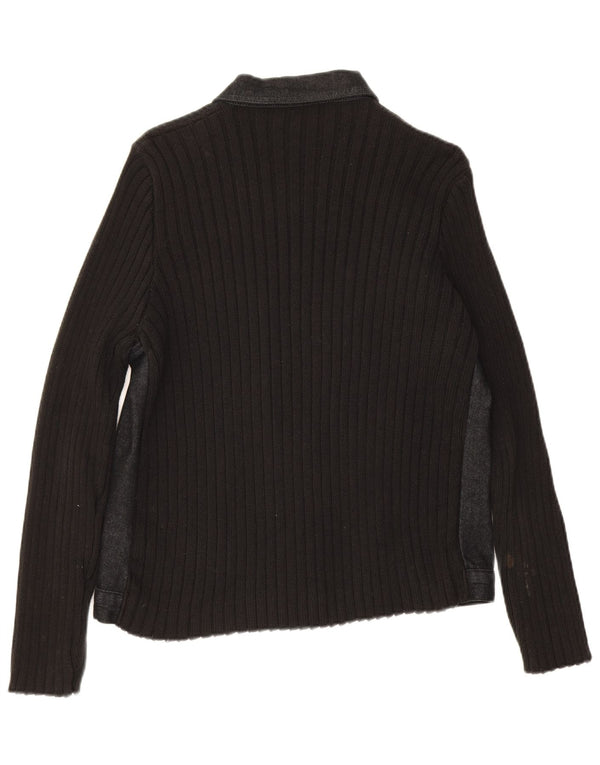 Suéter cardigã feminino Marks & Spencer UK 16 grande algodão preto