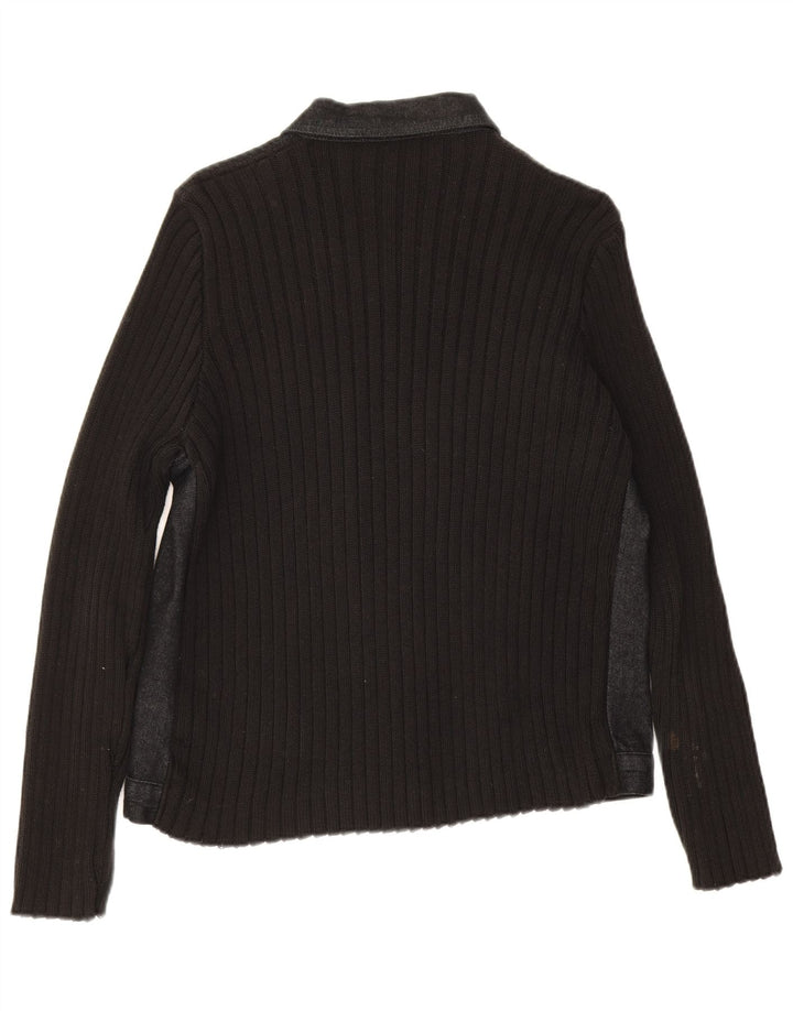 Suéter cardigã feminino Marks & Spencer UK 16 grande algodão preto