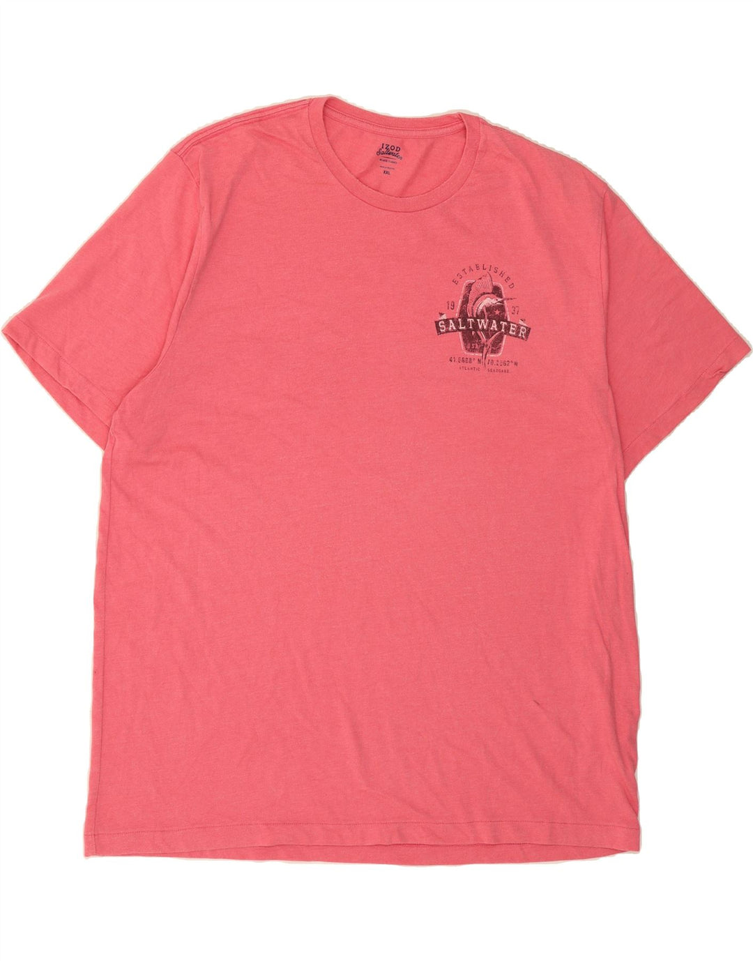 IZOD Mens Salt Water Graphic T-Shirt Top 2XL Pink Cotton Vintage Izod and Second-Hand Izod from Messina Hembry 