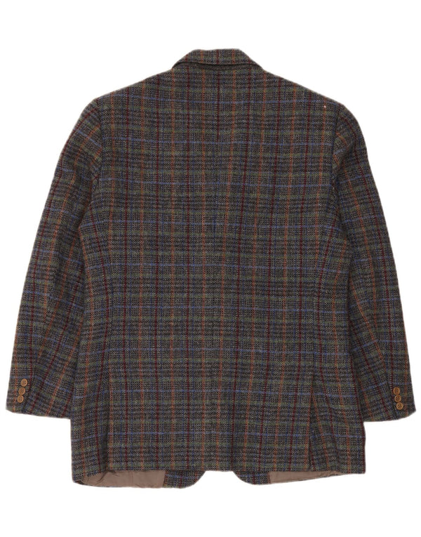 Jaqueta blazer masculina vintage com 2 botões Reino Unido 40 grande lã xadrez cinza