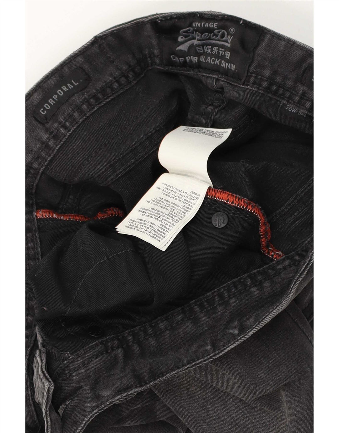 Superdry Mens Corporal Slim Jeans W30 L34 Cinza Algodão