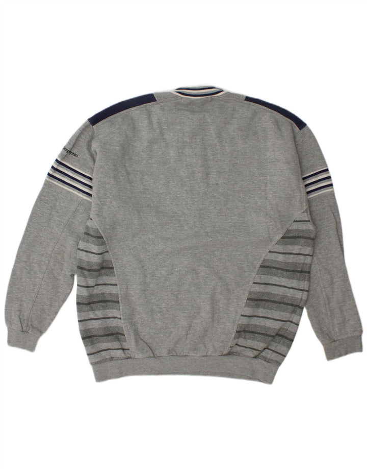 Sergio Tacchini moletom masculino com zíper e gola XL cinza colorblock