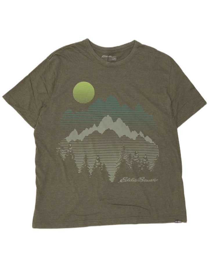 Camiseta gráfica masculina Eddie Bauer Top 2XL algodão cáqui