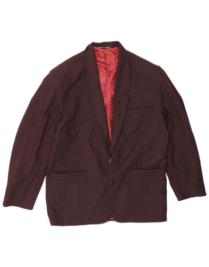Jaqueta blazer masculina Wampum com 2 botões Reino Unido 38 Viscose Borgonha Média