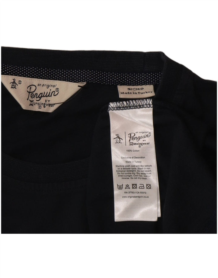 Camiseta masculina Penguin Top pequeno algodão azul marinho
