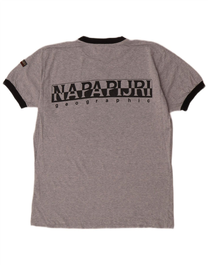 Camiseta masculina Napapijri com estampa gráfica cinza médio algodão