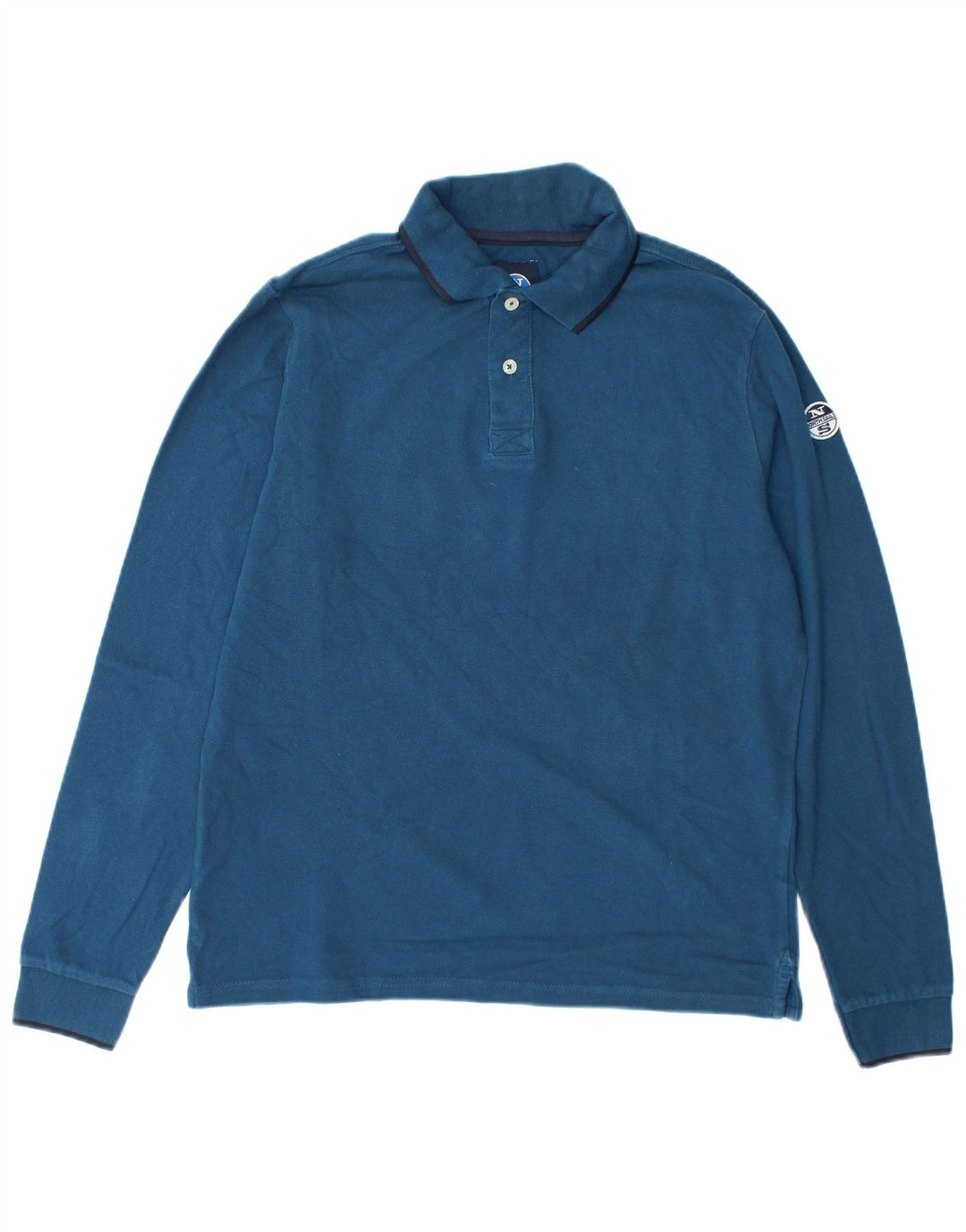 Camisa pólo masculina de manga comprida North Sails pequena azul marinho