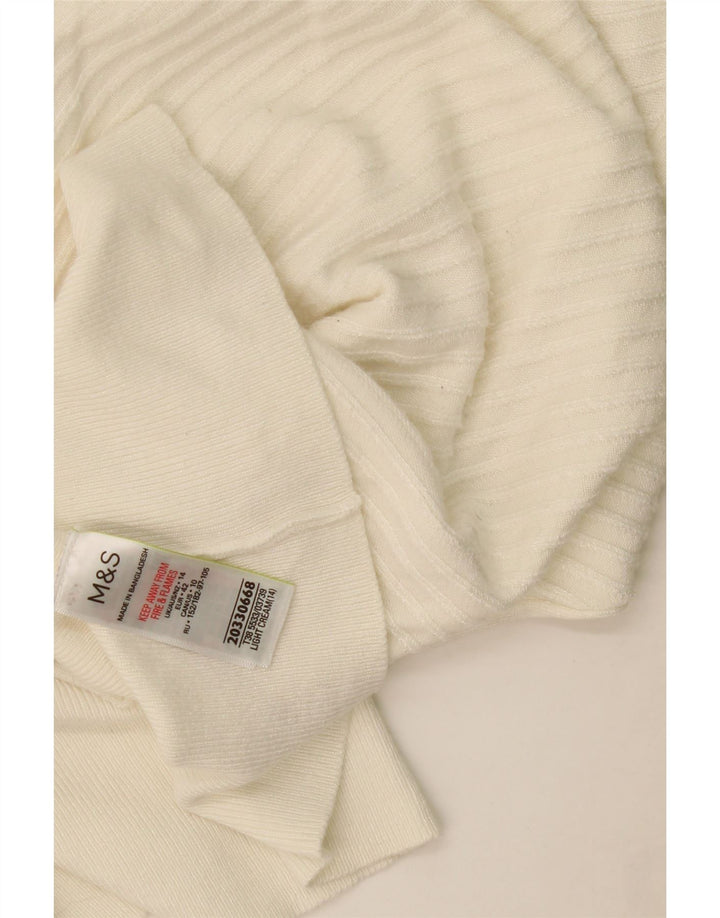 Suéter feminino Marks & Spencer com gola canoa UK 14 médio off white