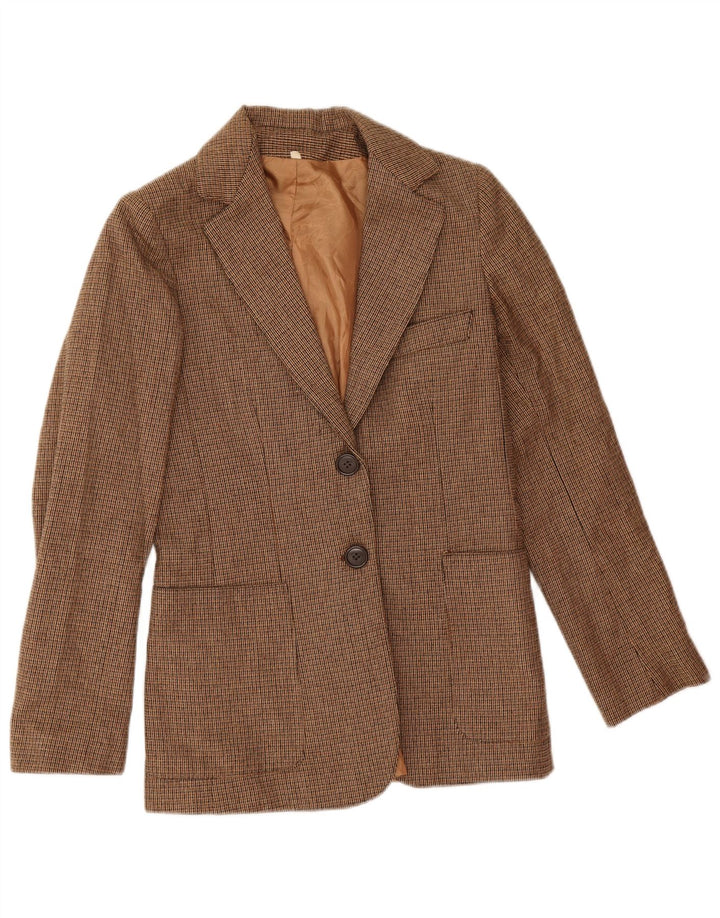 Jaqueta blazer feminina vintage com 2 botões IT 42 médio marrom houndstooth