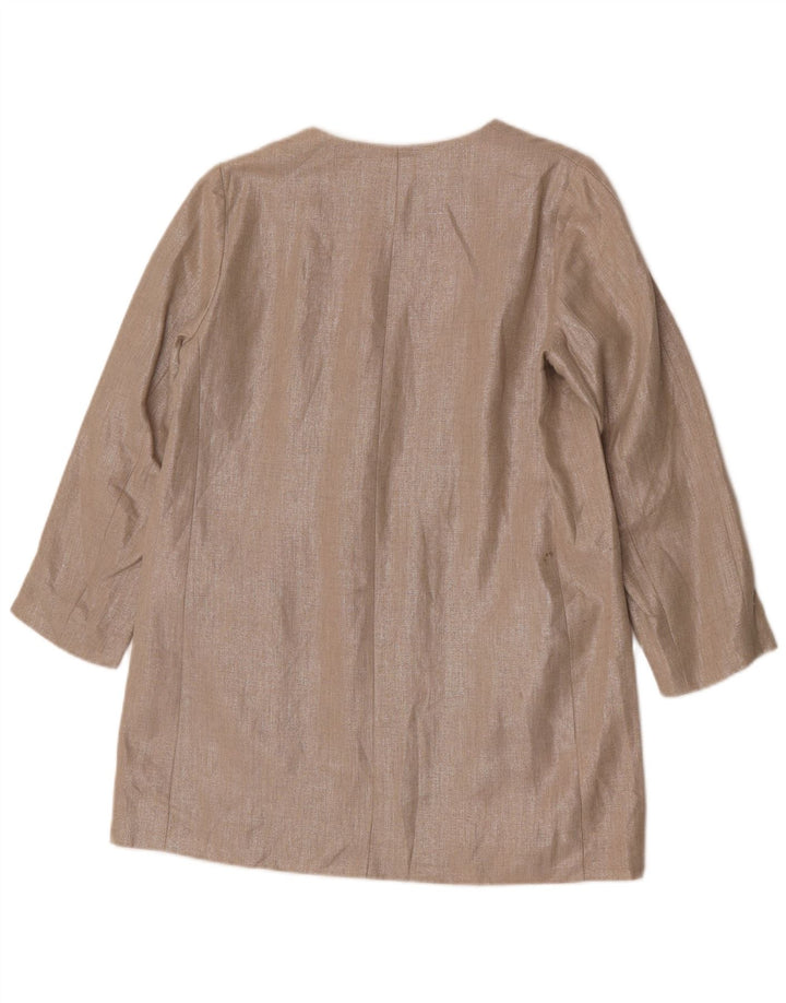 Jaqueta Zara Womens Open Blazer UK 14 Médio Bege Linho