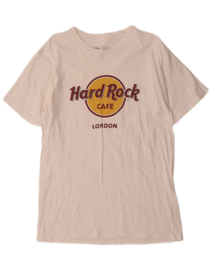 Camiseta masculina HARD ROCK CAFE London Graphic Top médio algodão branco