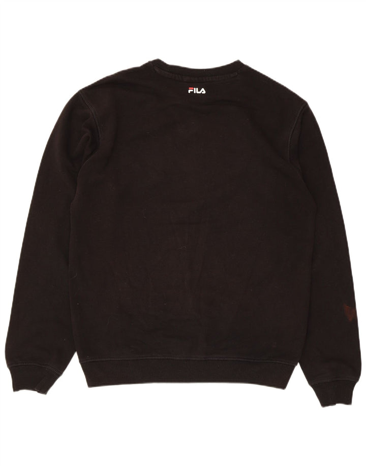 Fila Mens Graphic Moletom Jumper Pequeno Algodão Preto