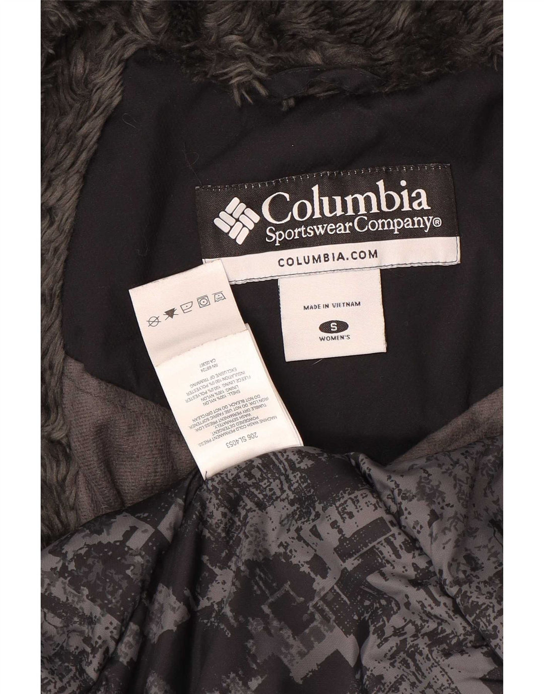Jaqueta acolchoada com capuz feminina Columbia UK 10 pequena nylon preta