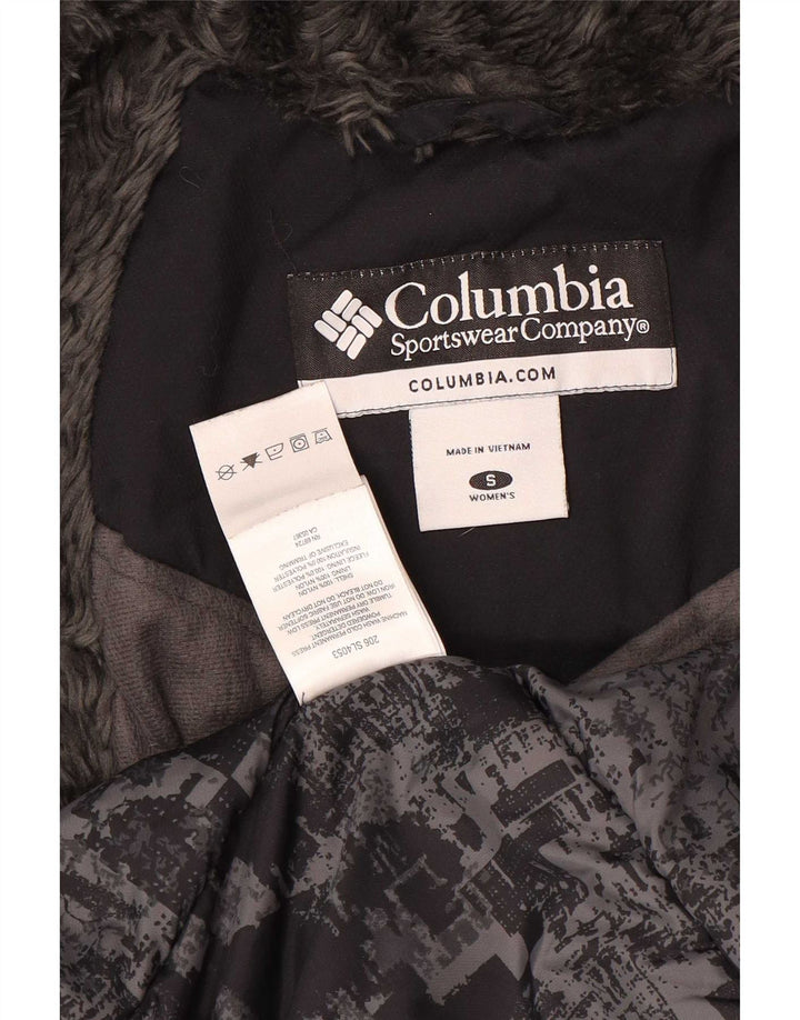 Jaqueta acolchoada com capuz feminina Columbia UK 10 pequena nylon preta
