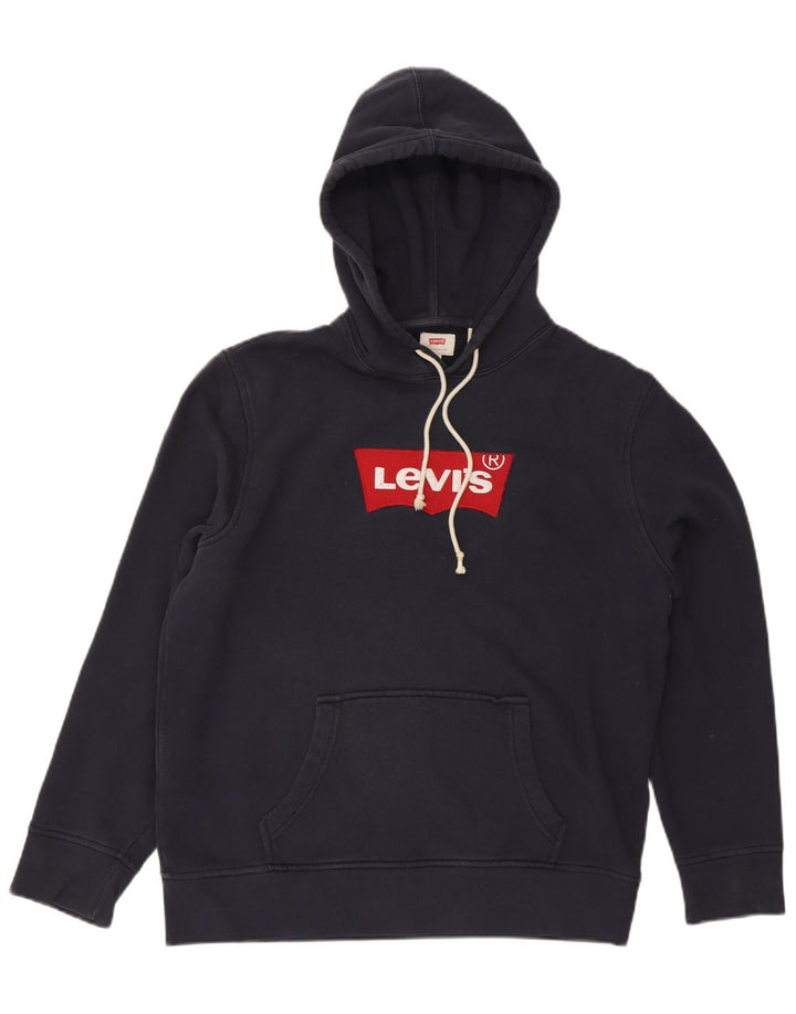 Suéter com capuz gráfico masculino LEVI'S grande algodão azul marinho