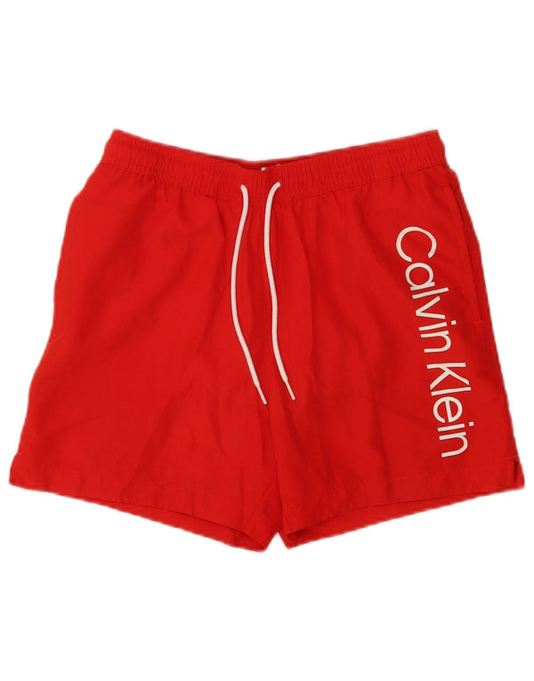 Shorts de natação masculino Calvin Klein gráfico pequeno poliéster vermelho