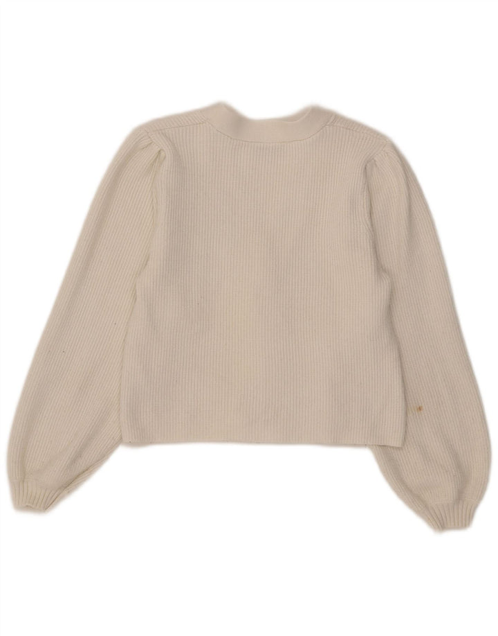 Suéter cardigã feminino Zara Reino Unido 12 viscose branca média