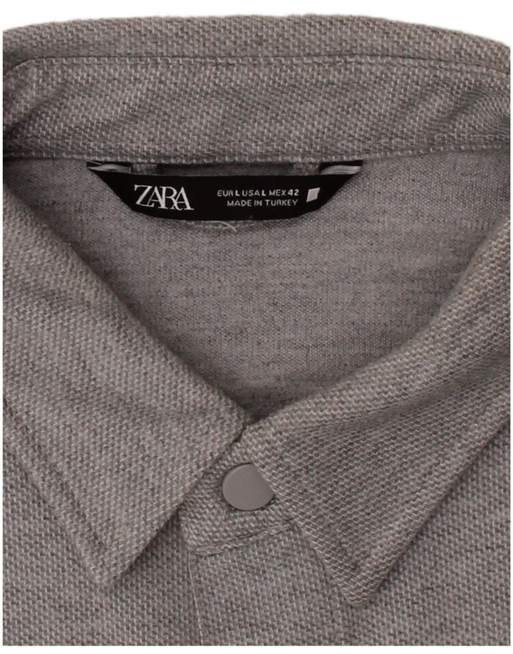 Camisa masculina ZARA grande algodão cinza