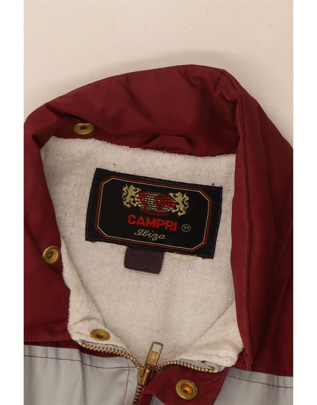 Jaqueta bomber masculina com capuz CAMPRI Reino Unido 40 poliéster listrado grande Borgonha