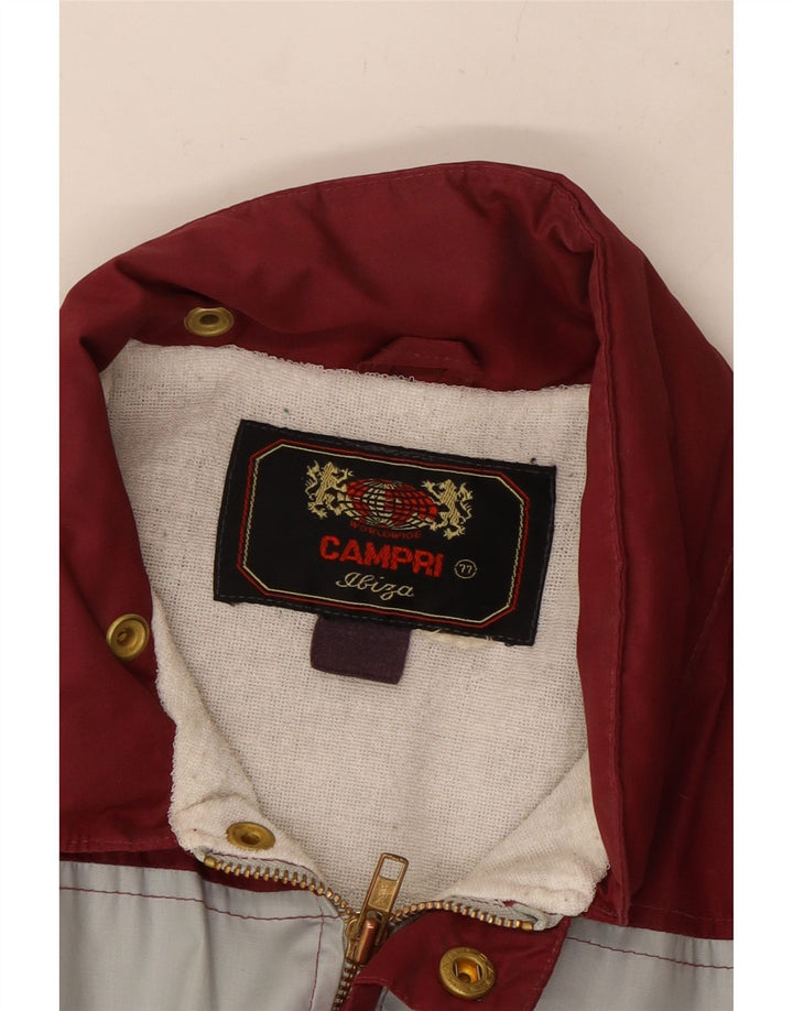 Jaqueta bomber masculina com capuz CAMPRI Reino Unido 40 poliéster listrado grande Borgonha