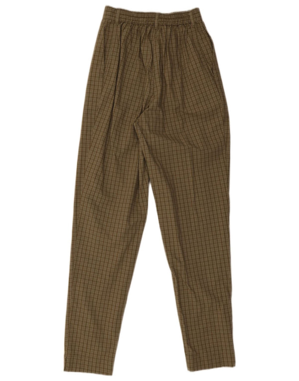 Calça chino feminina Marks & Spencer UK 10 pequena W24 L31 xadrez marrom