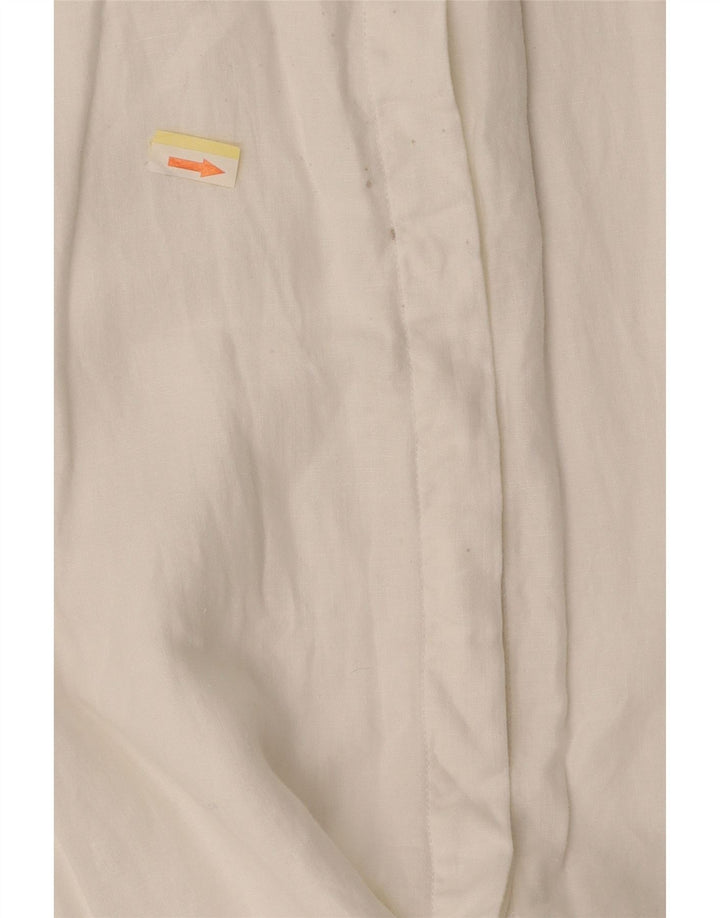 Blusa feminina JASPER CONRAN manga curta longline Reino Unido 16 grande branca