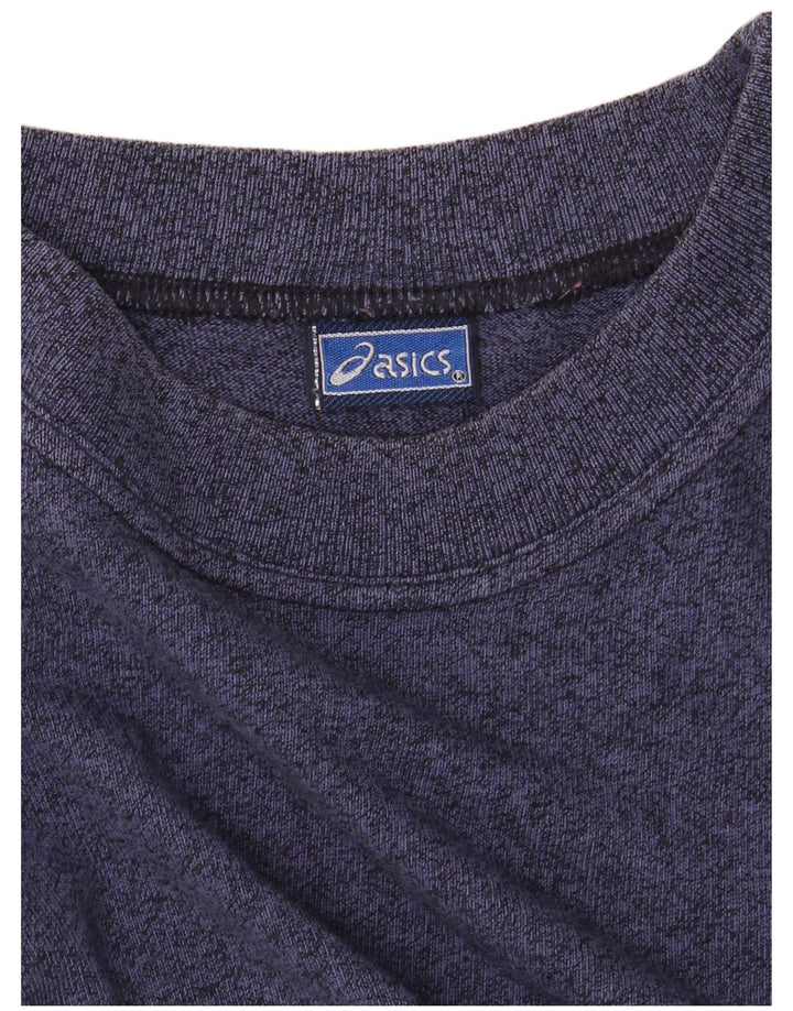 Camiseta gráfica masculina Asics Top grande algodão manchado azul marinho