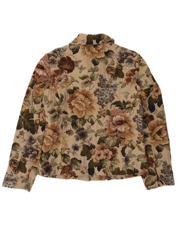 Jaqueta blazer feminina com zíper completo Landhaus EU 40 poliéster floral bege médio