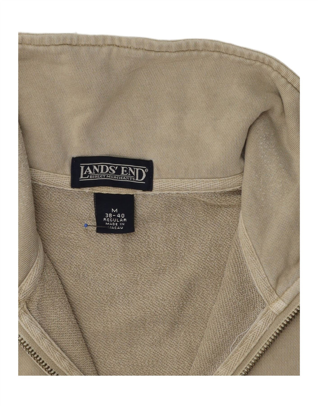 Lands End Mens Regular Fit Zip Neck Moletom Jumper Reino Unido 38/40 Médio Bege