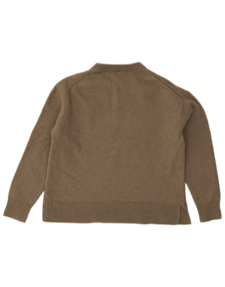Suéter feminino Massimo Dutti com gola redonda Reino Unido 14 grande lã cinza